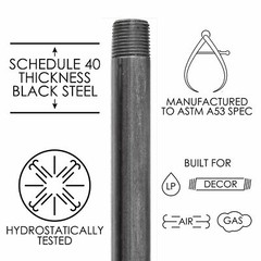 3/4 in. X 16 in. Black Pipe 4 Pack