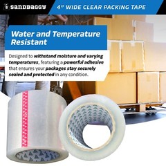 Sandbaggy 4″ Wide Clear Packing Tape Rolls (110 yards) – Poly Shipping Tape