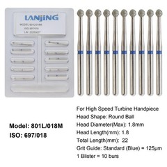 Dental Round Diamond Bur Long Surgical Diamond Bur FG High Speed Coarse Fine 801