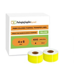 4 Rolls – 4″ x 6″ Thermal Transfer Shipping Labels Yellow 1000/RL for Shipping