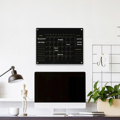 Black Acrylic Calendar Dry Erase for Wall, Family Planner, Monthly Calendar Dry