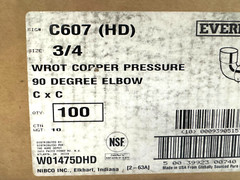Everbilt Copper Elbow 3/4 in x 3/4 in 90 Degree Cup Elbow Fitting C607, 100 Pack