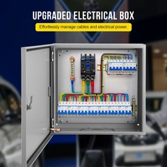 20″Lx20″Hx6″W, IP66 Steel Electrical Enclosure Box with Lock & Waterproof Seal