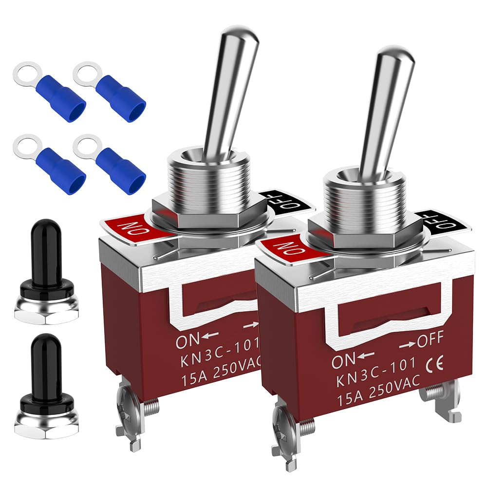 Toggle Switch, 12V 30A Heavyduty On/Off 2Pin SPST Waterproof Toggle Switch with