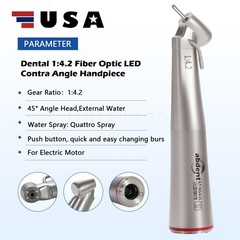5 PCS Dental 1:4.2 LED 45°Angle Head Contra Angle Handpiece External Water