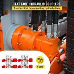 VEVOR 4 Sets 1/2″ Flat Face Hydraulic Coupler Quick Connect Skid Steer Bobcat