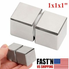 2PC 1″x1″x1″ Large Neodymium Magnets Super Strong Rare Earth Block Magnet w/ Box