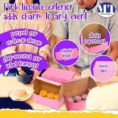 MT Products 8″ x 5″ x 3.50″ Clay Coated Pink Bakery Boxes Non-Window – 25 Pieces