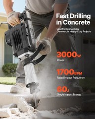 VEVOR Demolition Jack Hammer Electric Concrete Breaker 3000 W 1700 BPM a Chisel
