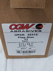 CGW Flap Disc: 4-1/2″ Dia, Zirconia Alumina, Type 27 Box of 10 42312