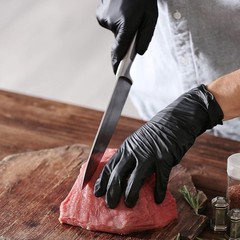 Black Vinyl Disposable Gloves, 4 Mil – Safe for Food & Latex Allergy – 100 Pack