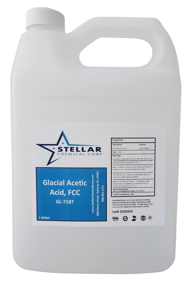 Glacial Acetic Acid 99% Food Grade ~~ Stellar Chemical Corp ~~ 1 Gallon