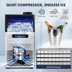 Commercial Ice Maker 150lbs Stainless Steel Built-in Cube Machine Bar Restaurant