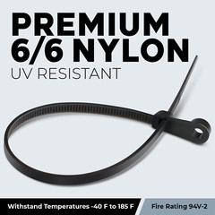 100 Pieces 8″ UV Black Nylon Cable Zip Ties Strong with Screw Down Hole