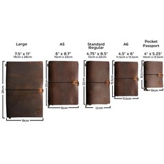 Handcrafted Genuine Leather Travel Journal – Refillable 4.75″x8.5″ Notebook, 100