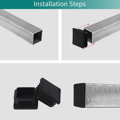 1″ 1X1 Square Tubing Plastic Plug End Cap 10 Pack, 1″X1″ 1 Inch Black Square Tub