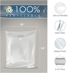 20×24 Clear Plastic Merchandise Bags, Glossy Finish, Extra Large Retail Size,…