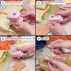 2-Pack 2-in-1 Mini Heat Sealer Machine Chip Bag Sealer and Cutter Snack Bags