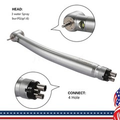 Dental LED E-generator Fiber Optic High Speed Handpiece 4Hole Fit FG1.6mm Burs