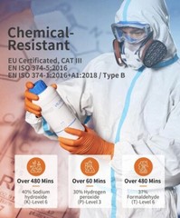 First Glove Grip Orange Nitrile Disposable Gloves 8 Mil Raised Diamond Texture