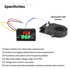 DC0-300V 50/100/200/400A Digital Current Voltage Meter Hall Ammeter Voltmeter