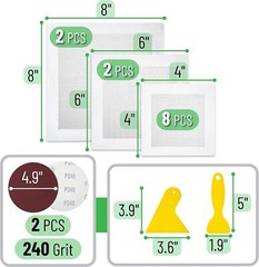 Bates Choice – Drywall Repair Kit, 16pcs, Dry Wall Patch 16 pcs, 4″, 6″, 8″