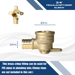 (25) 3/4″ PEX X 3/4″ FEMALE NPT THREADED DROP EAR ELBOW CRIMP FITTINGS LEAD FREE