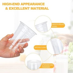 100 Count – 16 Ounce Plastic Cups, Ice Coffee Cups To Go – Crystal Clear PET …