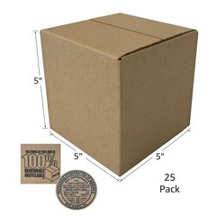 UOFFICE Corrugated Boxes 5″ x 5″ x 5″ Cube Boxes – Bundle of 25 Shipping Boxes