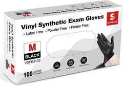 Black Vinyl Disposable Gloves, 4 Mil – Safe for Food & Latex Allergy – 100 Pack