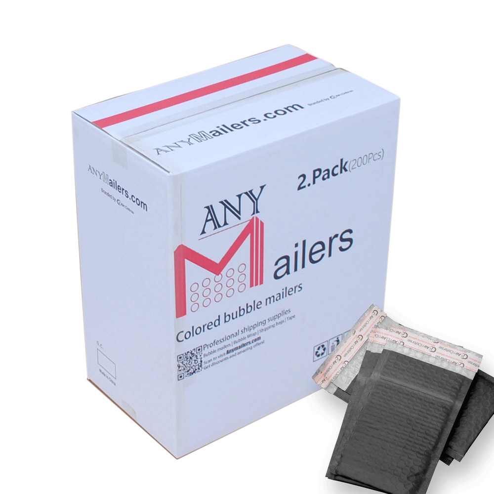 AirnDefense #2 8.5X12″ Black Poly Bubble Mailers Padded Envelope Shipping Pack