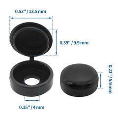 Black Screw Caps w/ Flip Tops Hinged Covers for Phillips Screws Waterproof 50pcs