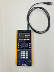 TI Nspire CX Color-Display Graphing Calculator with School Property Markings.