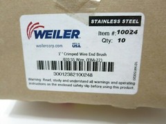 WEILER 10024 1″ .020 Stainless Crimped Wire End Brush BOX OF 10 – Made in USA