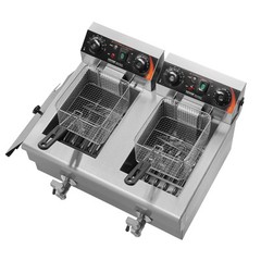 VEVOR Commercial Electric Deep Fryer Countertop Fryer 3000W Dual Tank 2x11Qt/11L
