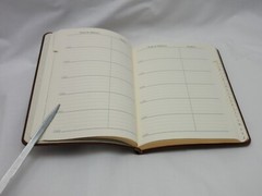 Address Book w Tabs Desk Size 5×7 Morocco Leather Softcover Graphic Image BROWN