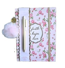 NWT Faith Hope Love Prayer Journal Reflection Notebook Lined With Pen and Charms