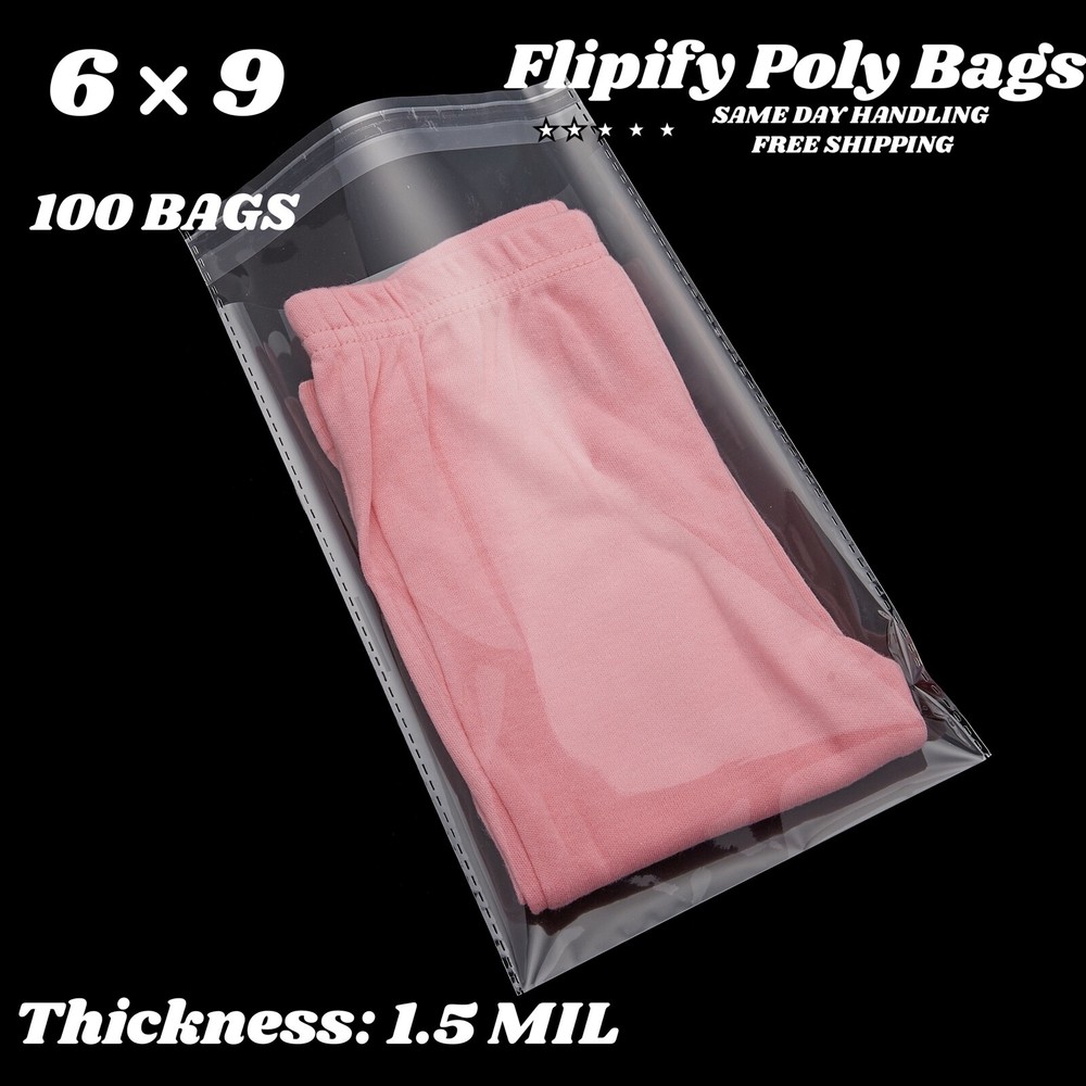 100 6×9 1.5 Mil Bags Self Seal Resealable Clear Poly Plastic Opp Bag Lip & Tape