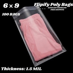 100 6×9 1.5 Mil Bags Self Seal Resealable Clear Poly Plastic Opp Bag Lip & Tape