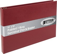 7-Ring Burgundy Textured Check Binder with Zipper Pouch – Efficient Organizer
