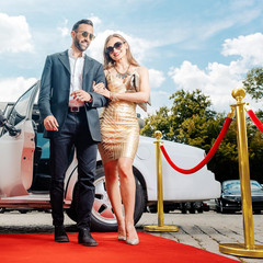 Gold Stanchion Set with Velvet Ropes for Events, Parties & Photo Booths