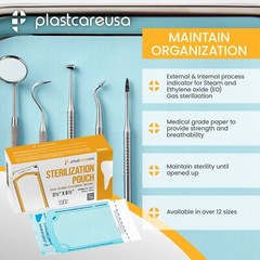 200 Self-Sealing Sterilization Pouch, 3.5″ x 6.5″ (5.25) Paper/Blue Film (1 Box)