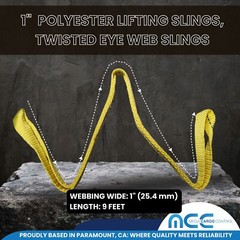 1″ x 3 / 6 / 9ft 1-Ply Twisted Eye Web Sling Lifting Strap Industrial 1600 lbs