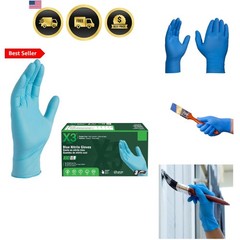 Industrial Blue Nitrile Gloves, Box of 100, 3 Mil, Size XX-Large, Latex Free,…