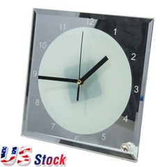 US Stock- 20 pcs/pack 7.8″ x 7.8″ Sublimation Blank Glass Photo Frame with Clock