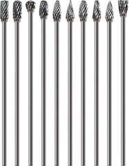 10Pcs Long Carbide Burr Set 1/8″ Shank Die Grinder Bits for Metal & Engine Work