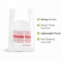 5000 Thank You Plastic Bags 21×6.5×11.5 T-Shirt Grocery Retail Shipping 0.59 Mil