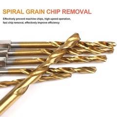 32pc 1/4” Hex Shank Titanium Coated Steel DRILL BIT Set Metal Wood Quick Change