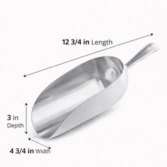 Choice 38 oz Aluminum Utility Scoop Seamless No Rivets Easy Clean 12 3/4″
