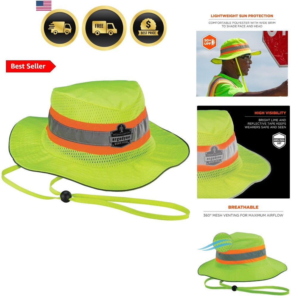 unisex adult Hi-vis Ranger Sun Hat, Lime, XX-Large-3X-Large , Factory